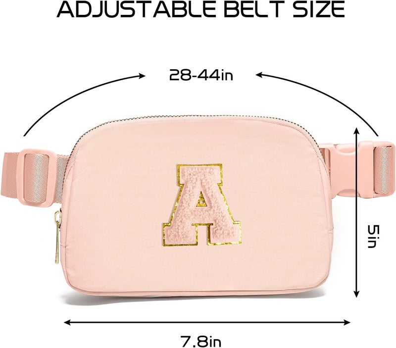 Gitus Gifts for 8 9 10 11 12 Year Old Girls Belt Bag Fanny Pack Crossbody Bags with Initial Letter Patch Cute Stuff Birthday Gifts for Teen Girls Women Personalized Trend Stuff (Coral Pink-A) - Image 2